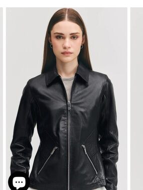 Danier Black Leather Zip-Front Jacket